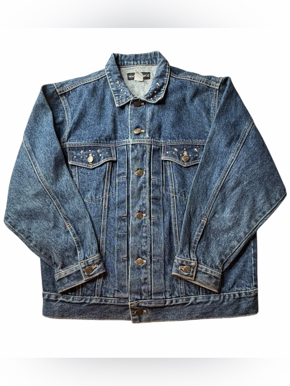New York Jean Co Vintage 90s Y2K Jean Denim Studded Jacket Sz M